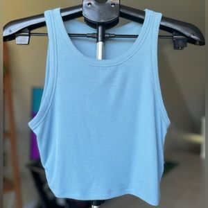 AE light blue cropped ribbed tank top